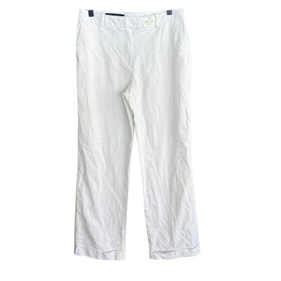 Brooks Brothers Pants - Brooks Brothers Cuffed Straight Leg Pants 6 White Trousers Tennis Prep Coastal